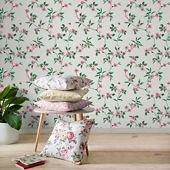 Cath Kidston Greenwich Flowers Cream Pink Wallpaper Grattan