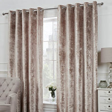 For White Cream Curtains Blinds House Crushed Velvet Pair Of Eyelet Lined Curtains