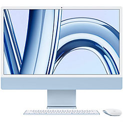 24-Inch iMac with Retina 4.5K Display: Apple M3 Chip with 8-Core CPU & 8-Core GPU, 256GB SSD - Blue