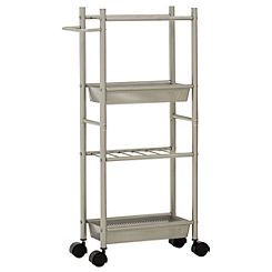 4 Tier Brush Nickel Trolley With Baskets