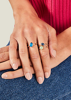 Accessorize 3-Pack Gem Stone Rings