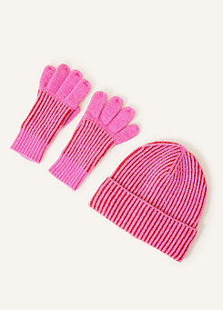 Accessorize Girls Hat & Gloves Set