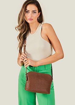 Accessorize Leather Woven Cross-Body Bag
