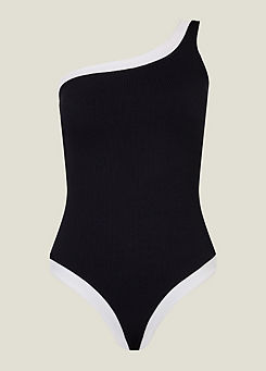 Accessorize One-Shoulder Textured Swimsuit