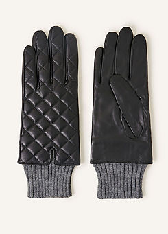 Accessorize Quilted Leather Gloves