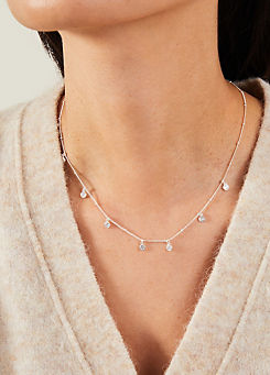 Accessorize Silver Plated Crystal Station Necklace