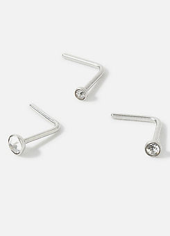 Accessorize Stainless Steel Mixed Nose Studs Set of Three