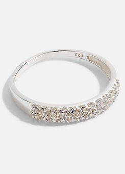 Accessorize Sterling Silver Bling Encrusted Band Ring