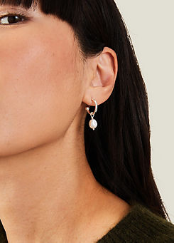 Accessorize Sterling Silver Chunky Pearl Drop Hoops
