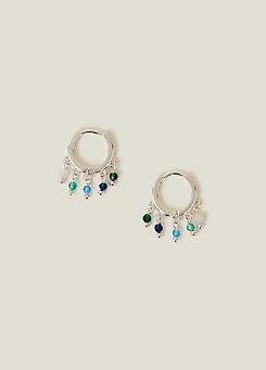 Accessorize Sterling Silver-Plated Beaded Charm Hoops