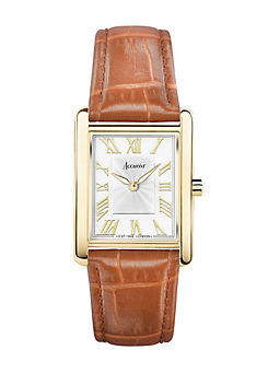 Accurist Ladies Rectangle Tan Leather Strap 26mm Watch
