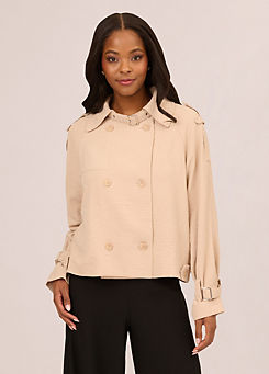 Adrianna Papell Cropped Textured Woven Airflow Trench Jacket