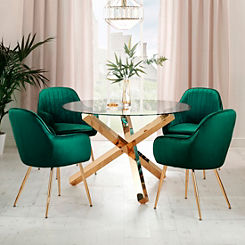 Amalfi Glass Dining Table & 4 Upholstered Chairs