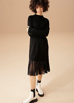 Aniston Chiffon Flounce Knitted Dress