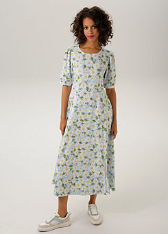 Aniston Daisy Print Short Sleeve Midi Dress