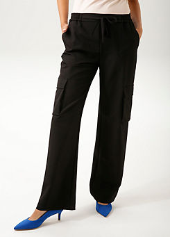 Aniston Elasticated Wide-Leg Cargo Trousers