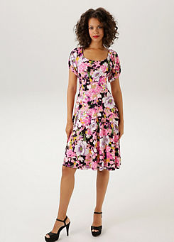 Aniston Floral Print Round Neck Dress