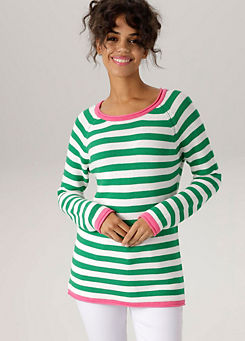 Aniston Round Neck Stripe Sweatshirt