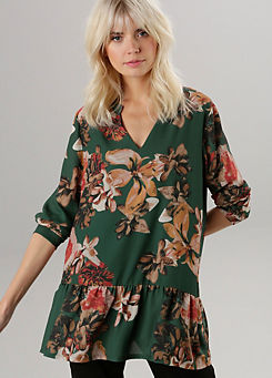 Aniston Ruffled Floral Print Tunic