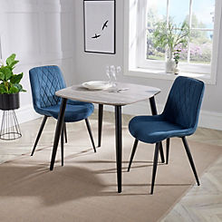 Aspen Pair of Diamond Stitch Cord Fabric Dining Chair