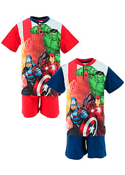 Avengers Pack of 2 Button T-Shirt Pyjama Sets