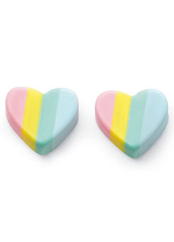 Beginnings Sterling Silver Pastel Rainbow Heart Stud Earrings