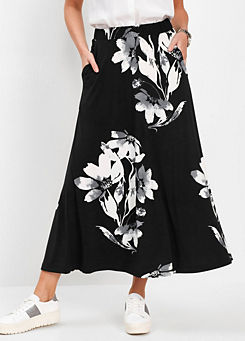 Bonprix Floral Jersey Maxi Skirt