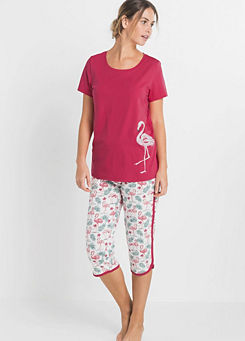 Bonprix Print T-Shirt & Cropped Pants Pyjama Set