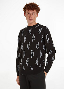 Calvin Klein Stacked Logo All-Over-Print Sweatshirt