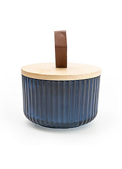 Candlelight Midnight Pomegranate Scent 9cm Ridged Glass Candle with Wooden Lid