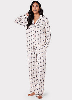 Chelsea Peers NYC Button up Check Snow Flake Printed Pyjama Set