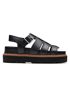 Clarks Black Leather Orianna Twist Sandals