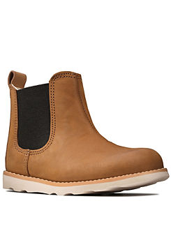 Clarks Crown Halo Toddler Tan Leather Chelsea Boots
