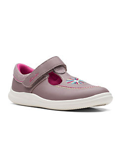 Clarks Girls Crest Prom  Dusty Pink Leather Kids Shoes