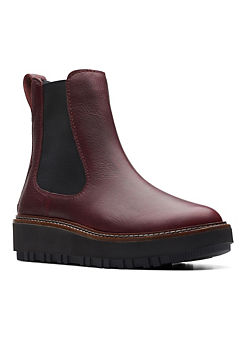 Clarks Orianna W Up Burgundy Leather Boots