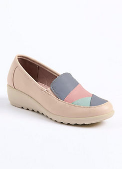 Cotton Traders Beige Soft Step Patchwork Shoes