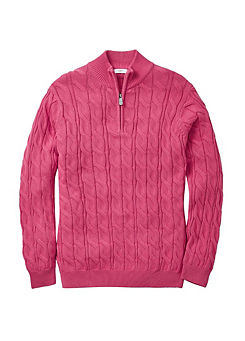 Cotton Traders Cotton Cable Knit Half Zip Jumper
