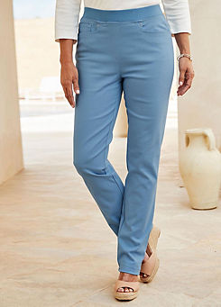 Cotton Traders Premium Pull-On Straight-Leg Twill Trousers