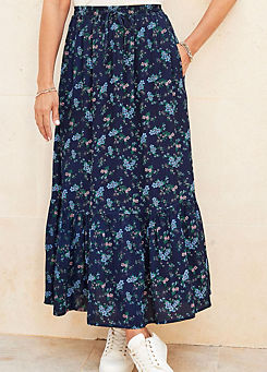 Cotton Traders Print Pull-On Maxi Skirt