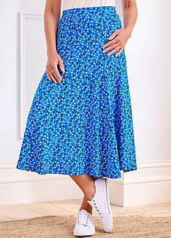 Cotton Traders Printed Jersey Pull-On Midi Skirt