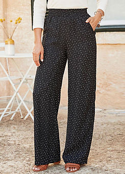 Cotton Traders Printed Wide-Leg Pull-On Trousers