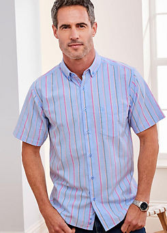 Cotton Traders Short Sleeve Patterned Oxford Shirt