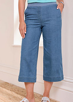Cotton Traders Wide-Leg Crop Pull-On Jeans