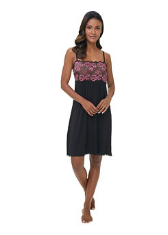 Cybele Floral Embroidered Knee Length Chemise