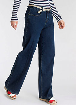 DELMAO Belted Baggy Flared Jeans