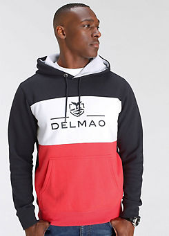 DELMAO Block Stripe Logo Print Hoodie