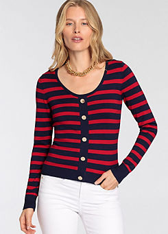 DELMAO Stripe Round Neck Sweater