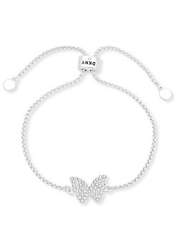 DKNY Pave Crystal Butterfly Slider Bracelet in Silver Tone