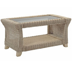 Desser ’Clifton’ Natural Rattan Conservatory Glass Top Coffee Table