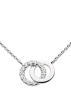 Dew Sterling Silver & Cubic Zirconia Double Circle Necklace